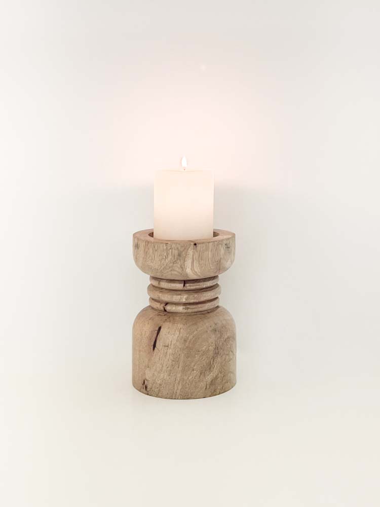 Pillar Candle Holder Wood